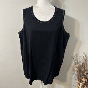 Liz & Me Essentials Womens Tank Top Black Sleeveless Silver Studs Strip Sz 1X
